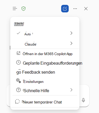 Geöffnete Modellauswahl mit Optionen zum Auswählen einer Begründungsebene, Verwenden des automatischen Modus oder Auswählen eines unterstützten Modellanbieters wie OpenAI oder Claude.