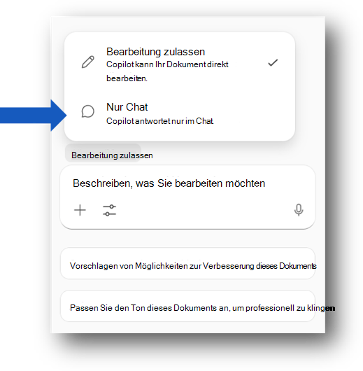 Nur Antworten in Copilot Chat.