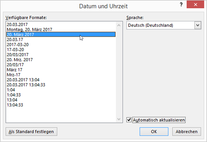 Aktivieren des Kontrollkästchens 