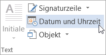 Auswählen von Datum & Uhrzeit auf der Registerkarte Einfügen
