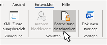 Schaltfläche „Bearbeitung einschränken