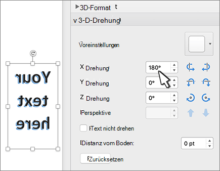 WordArt mit einer Drehung um 180 Grad