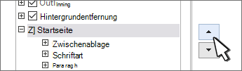 Wählen Sie eine Registerkarte aus, und verwenden Sie die Schaltflächen nach oben/unten.