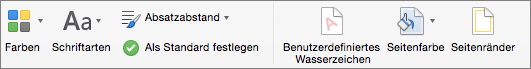 Optionen zum Anpassen eines Designs auf der Registerkarte 