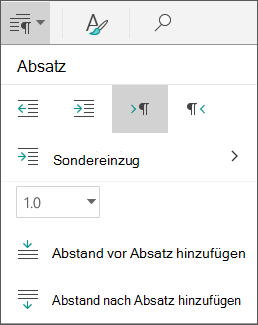 Optionen für den Absatzabstand