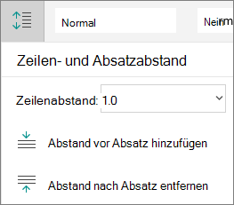 Optionen für den Absatzabstand
