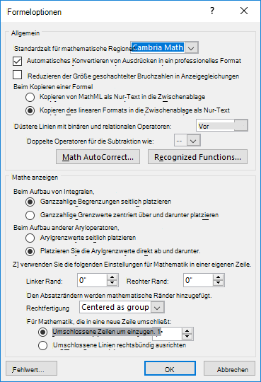 Abbildung des Dialogfelds „Formeloptionen“