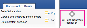 Auf der Registerkarte Kopfzeile & Fußzeile ist 