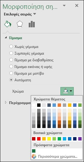Επιλογές χρώματος γραφήματος χάρτη του Excel για γραφήματα κατηγοριών