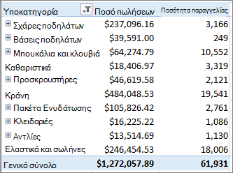 Συγκεντρωτικός Πίνακας που εμφανίζει στοιχεία που διερευνήσατε