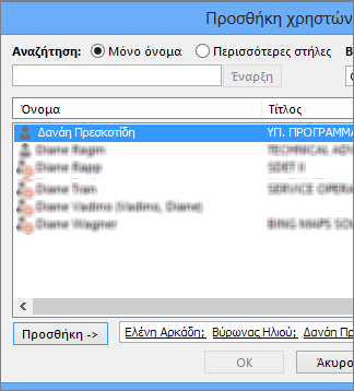 Προσθήκη χρηστών σε ένα επίπεδο δικαιωμάτων