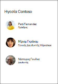 Εικόνα του Τμήματος Web People στο πρότυπο τοποθεσίας τμήματος