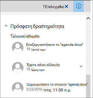 Λίστα πρόσφατης δραστηριότητας