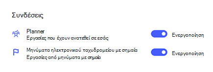 Στιγμιότυπο οθόνης των συνδέσεων στις 