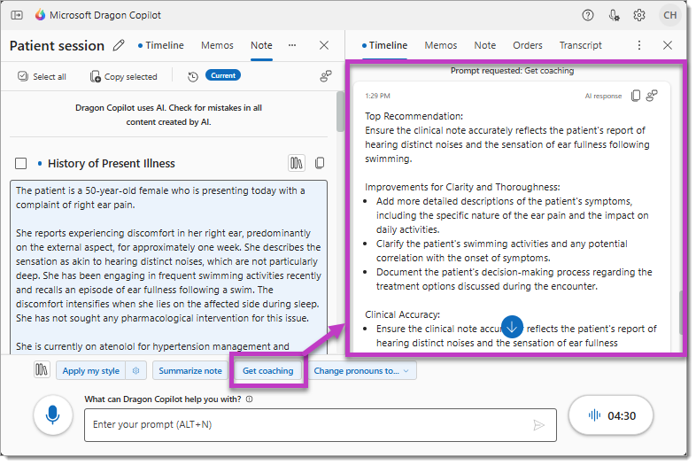 Split-view image of AI generated content beside the current note.