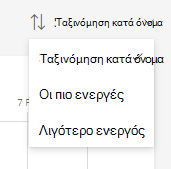 Στιγμιότυπο οθόνης ταξινόμησης.