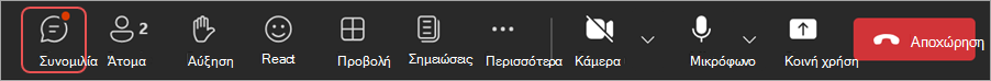 Το εικονίδιο είναι δεύτερο από τα αριστερά στα στοιχεία ελέγχου σύσκεψης