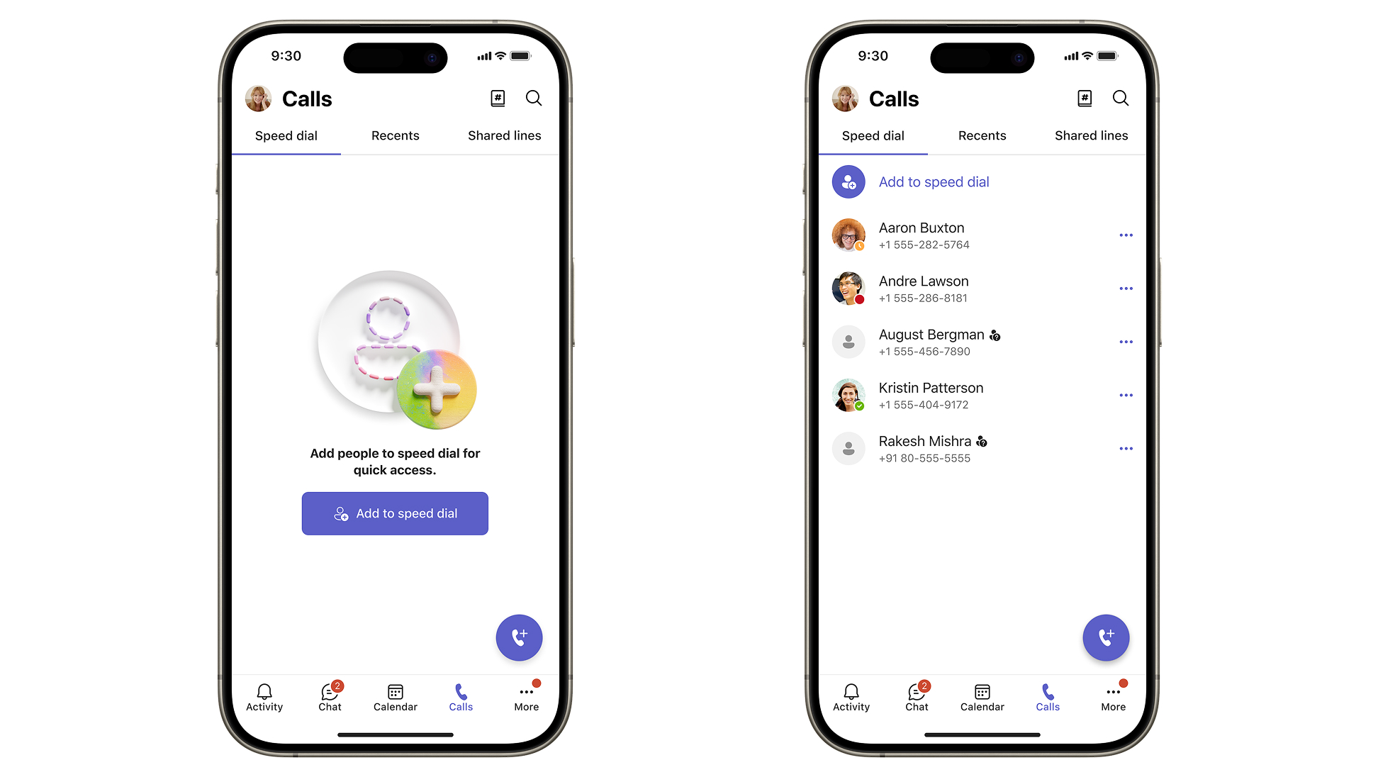 Στιγμιότυπο οθόνης της ταχείας κλήσης στην εφαρμογή 