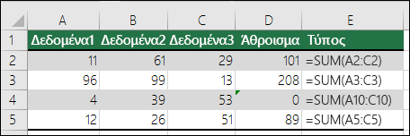 Το Excel εμφανίζει σφάλμα όταν ένας τύπος δεν ταιριάζει με το μοτίβο των γειτονικών τύπων