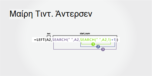 Τύπος για το διαχωρισμό ονόματος, πατρώνυμου, αρχικού πατρώνυμου και επώνυμου