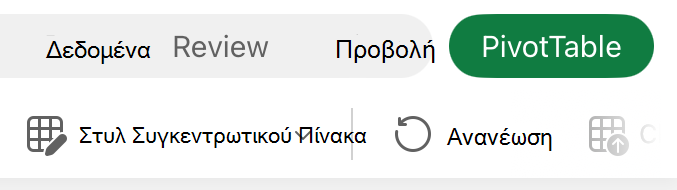 Καρτέλα Συγκεντρωτικού Πίνακα στο iPad