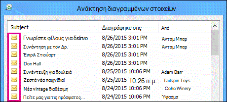 Όλοι οι τύποι στοιχείων έχουν το ίδιο εικονίδιο στο φάκελο 
