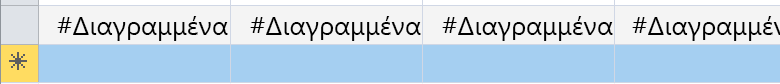 Γραμμή που εμφανίζει πεδία που αναγράφουν Διαγραμμένα