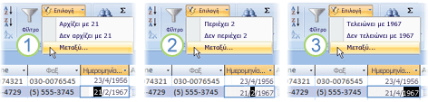 Φίλτρα που βασίζονται σε μερικά επιλεγμένο πεδίο