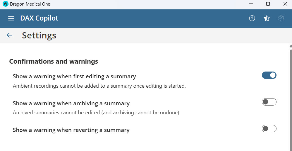 Image shows confirmation and warning options with radio buttons