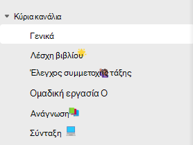 Στιγμιότυπο οθόνης των καναλιών.