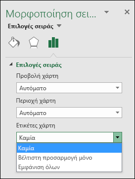 Επιλογές ετικέτας γραφήματος χάρτη του Excel
