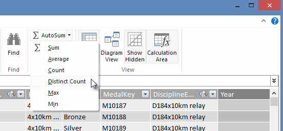 δημιουργία διακριτού πλήθους στο PowerPivot