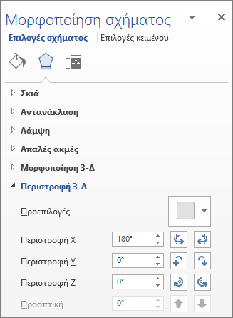 Περιστροφή X στην καρτέλα 