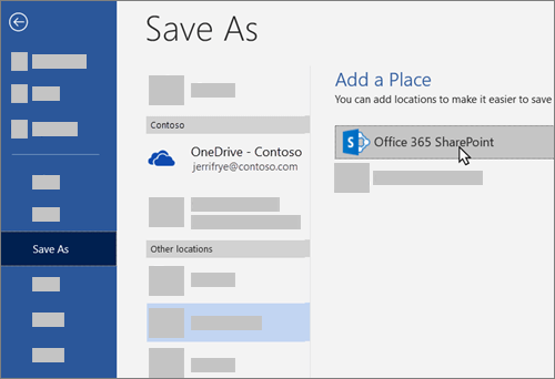Προσθήκη του OneDrive για επιχειρήσεις ως θέση αποθήκευσης στο Word