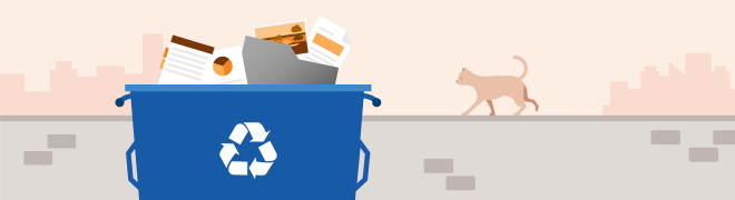 Ένας γεμάτος κάδος ανακύκλωσης του OneDrive