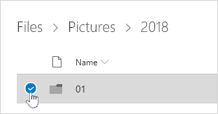 Επιλογή ενός φακέλου του OneDrive