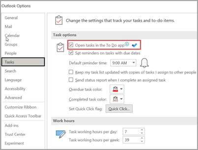 Στιγμιότυπο οθόνης που εμφανίζει τις Εργασίες επισημασμένες στο αριστερό τμήμα του παραθύρου και τις Ανοιχτές εργασίες στην εφαρμογή To Do κυκλωμένες στη δεξιά πλευρά.