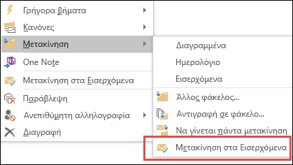 Μετακίνηση στα Εισερχόμενα