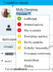 Επιλογές κατάστασης παρουσίας