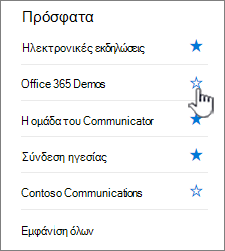 Κάντε κλικ στην κοίλη έναρξη δίπλα σε μια τοποθεσία για να την ακολουθήσετε.