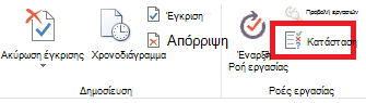 Κορδέλα που εμφανίζει το κουμπί 