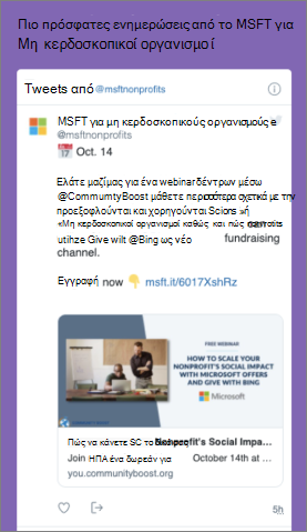 Στιγμιότυπο οθόνης του Τμήματος Web Twitter