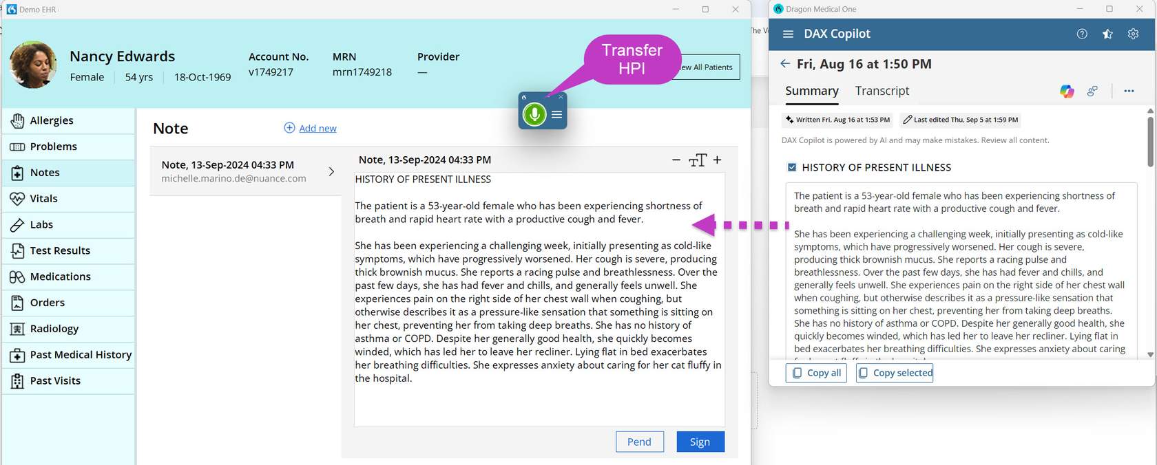Image showing a summary to transfer a specific statement using a voice command displayed in a checkbox