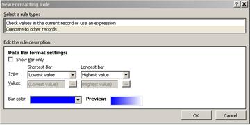 the new formatting rule dialog box