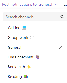 Screenshot of channel notifications.