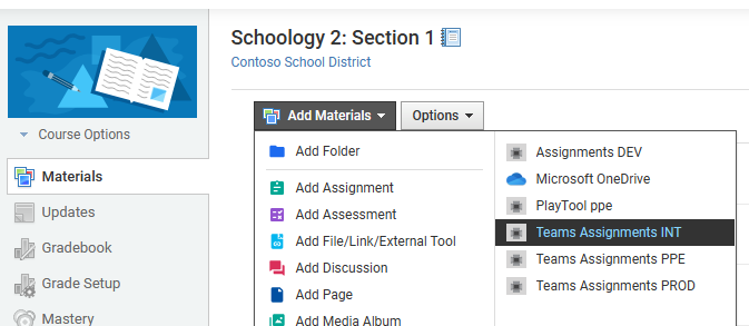 Screenshot of materials.