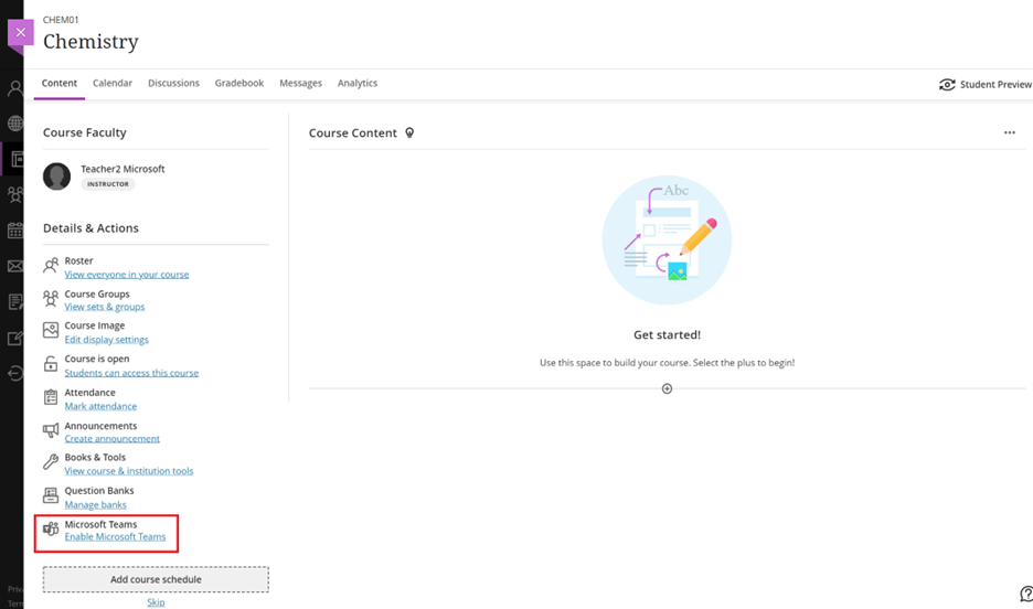 Enable Teams button