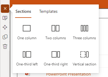 Screenshot of add section
