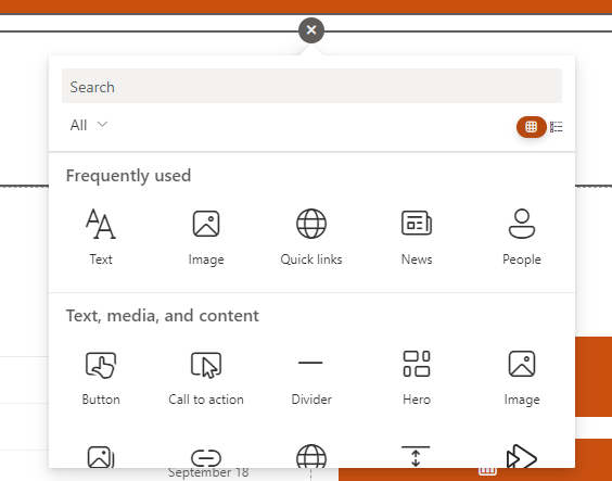 Screenshot of add section.