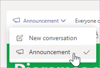 Screenshot that shows Choose Announcement.